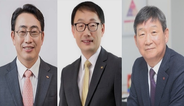 왼쪽부터 유영상 SKT 대표, 구현모 KT 대표, 황현식 LG유플러스 대표.