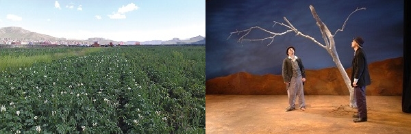 사진=몽골의 농업 풍경(왼쪽)과 베케트 부조리극 중 한 장면(오른쪽)