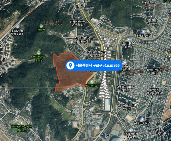 보안을 위해 가려진 남부구치소 항공사진 (사진=네이버 지도)