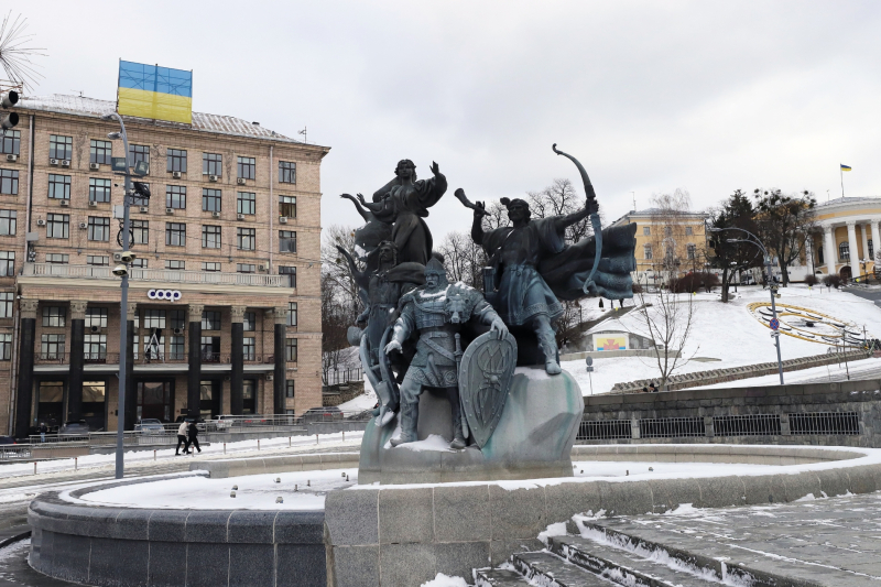 18일(현지시간) 우크라이나 수도 키예프의 중심지 마이단 광장 모습 [사진=연합뉴스]