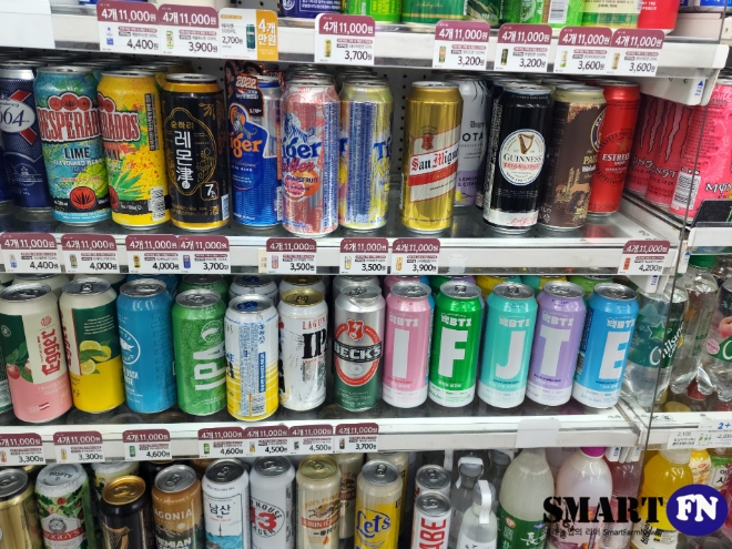 GS25 매장에 진열된 '맥BTI(MBTI)' 맥주 /사진=황성완 기자