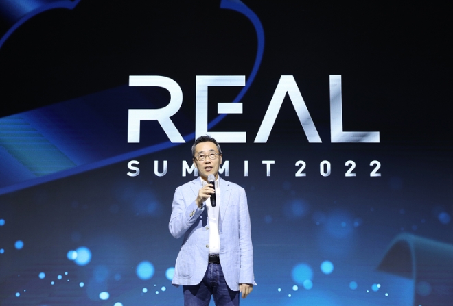 황성우 삼성SDS 대표이사가 30일 그랜드 인터컨티넨탈 서울 파르나스 호텔에서 열린 'REAL Summit(리얼 서밋) 2022' 행사에서 환영사를 하고 있다. /사진=삼성SDS